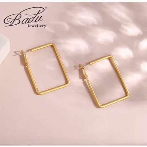 Badu 2021 New Matte Gold Color Metal Simple Earrings Geometry Square Earrings Jewelry for Women Girls Party Jewellry Gifts