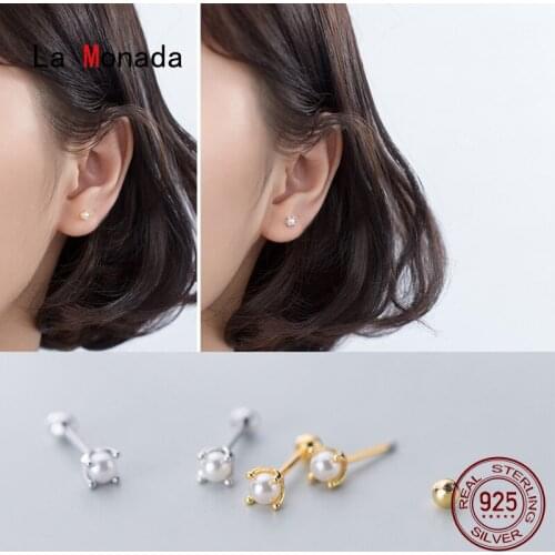 La Monada Stud Earrings For Women Silver 925 Synthetic Pearl Fine Women Earrings Jewelry Women Stud Earrings 925 Sterling Silver
