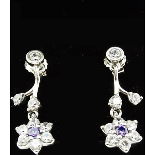 Forget-Me-Not Purple Earrings 925 Sterling Silver Jewelry For Woman Make up Fashion Female Earrings Party Jewelry Wholesale