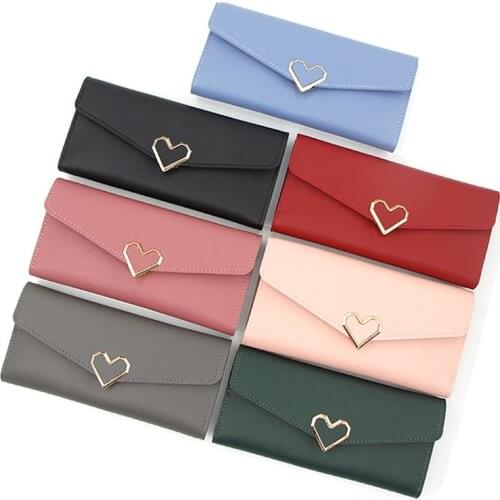New long women wallet female fashion heart PU leather money bag ladies clutch wallet handbag coin purse passport card holder bag