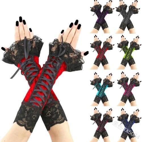 2021 Medieval Style Gothic Matching Dress Womens Sleeves Retro Lace Lace Straps Wrist Guard Sleeves Long Arm Sleeves Cosplay