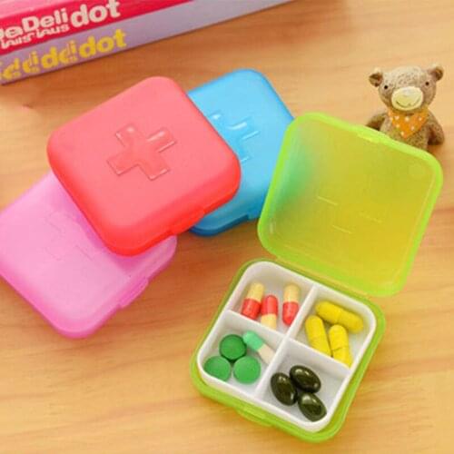 1PC 4 Grids Pill Box 4Colors Pill Medicine Box Holder Storage Organizer Travel Container Case Ring Earring Jewelry Box Splitter