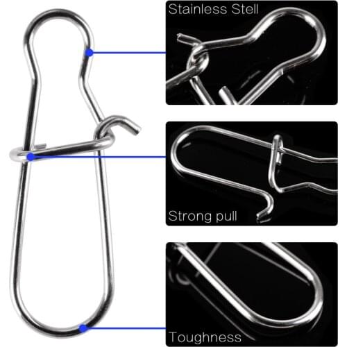 100pcs/lot Fishing Hooked Snap Pin Stainless Steel 000-8# Fishing Barrel Swivel Lure Hook Connector Accessories Pesca Tackle