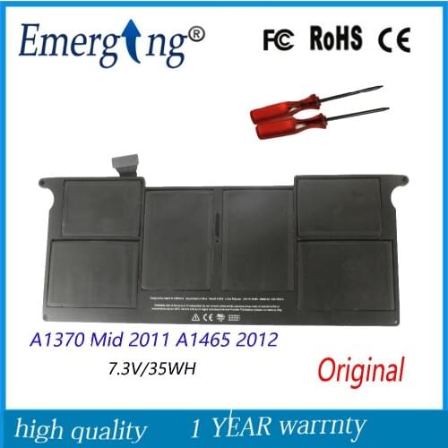 7.3v 35Wh New Original A1406 Laptop Battery for Apple MacBook 11inch A1370 Mid 2011 A1465 2012 MC505 With tools