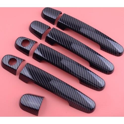 9Pcs/Set Car Exterior Door Handle Cover Trim Carbon Fiber Style Fit For Toyota Corolla 2003 2004 2005 2006 2007 2008 2009-2013