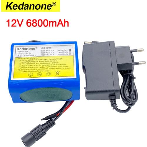12V 6800mah battery 18650 Li-ion 6.8 Ah Rechargeable batteries with BMS Lithium Battery packs Protection Board +12.6V Charger