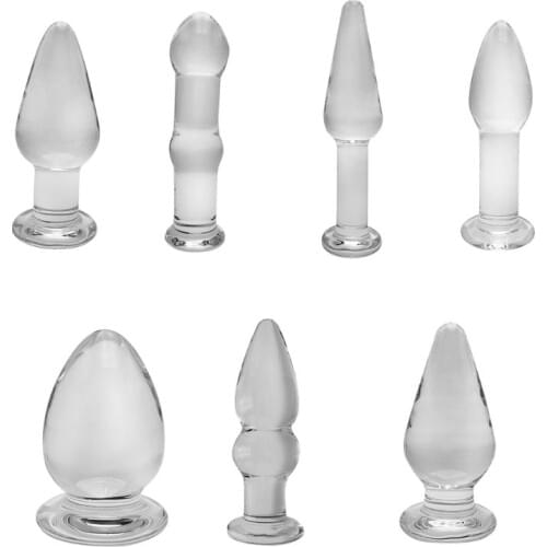 Pyrex Crystal Glass Anal Plug Big Long Glass Butt Plug Penis Adult G-spot Male Masturbator Dildo Gay Sex Toys