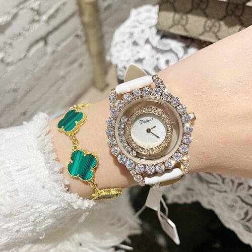 Super Beauty Women Rose Gold Watches Women Leather Strap Dress Rhinestone Quartz WristWatch Bracelet Ladies Watch reloj mujer