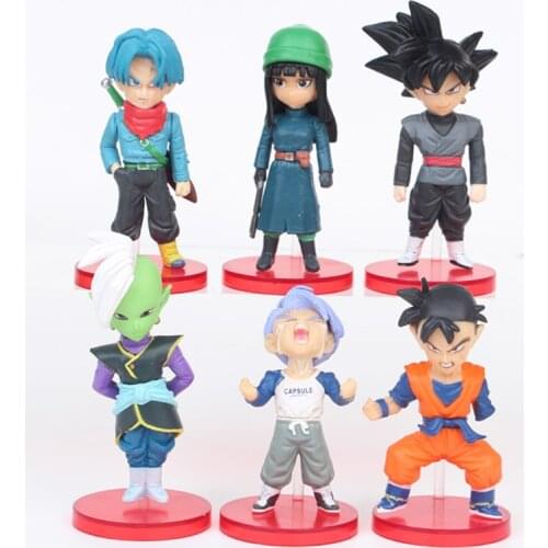 6Pcs/Set 7cm Dragon Ball Z DBZ Super Saiyan Son Goku Vegeta Trunks Mai Chichi Kawaii PVC Action Figure Mini Model Toys Kids Gift