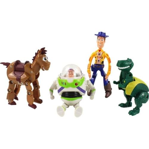 10-13.5cm 4pcs/Lot Toy Story 4 Woody Buzz Lightyear Bullseye Horse Rex the Green Dinosaur PVC Action Figures Toys Model Doll