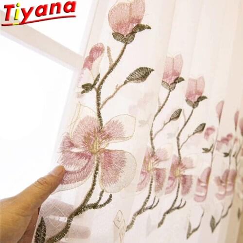 Elegant embroidery Flowers Tulle Curtains for Living Room Chinese classical Gauze Window Drapes for Bedroom X-HM633#VT