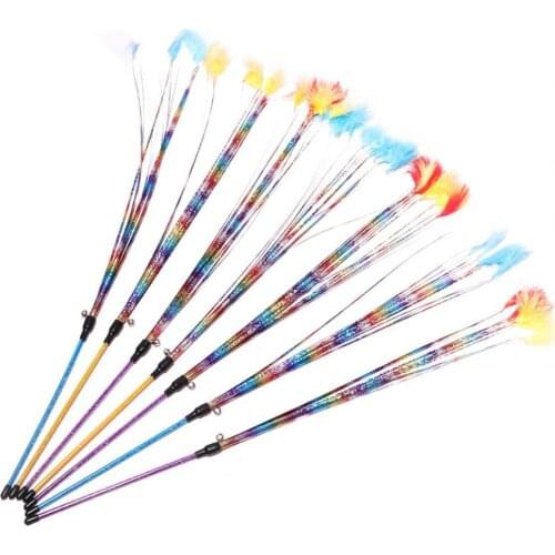 Flexible Exquisite Transparent Glitter Feathers Cat Wand Toys Puzzle Interactive Cat Tassel Fairy Rods For Entertainment