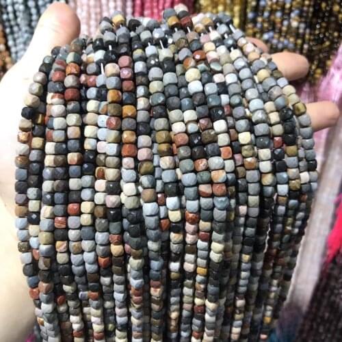 Natural Jewelry Faceted Beads American Picture Stone Loose Beads for Jewelry Making DIY Craft Bracelet Necklace Accessories Gift