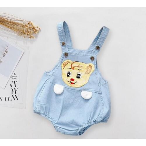 IENENS Newborn Baby Romper Infant Cotton Bodysuit 0-24M Toddler Boy Cartoon Clothes Girl Denim Suit Born Crawling Jumpers