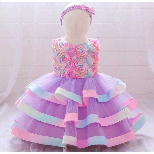 Summer Kids Dresses for Girls Princess Dress Infant Flower Girl 1st First Year Birthday Wedding Party Dress Toddler Clothes