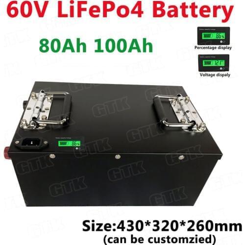GTK Lithium LiFePo4 60V 80Ah 100Ah Battery Pack for Solar home system Storage Telecommunication base station+10A Charger