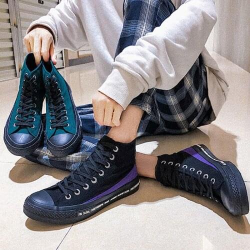 OLOMM New Arrive Men Causal Shoes Spring Autumn Front Lace-Up Leather Ankle Boots Shoes Man Casual High Top Canvas Men TD-118