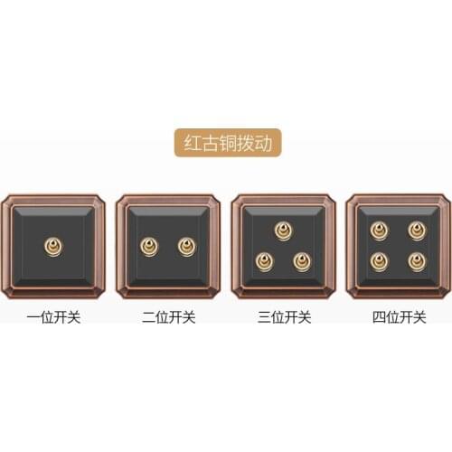 1 gang 2 way - 4 gang 2 way Antique Black Wall Switch 86 type Retro Toggle Switch 10A 110V-250V Wood Panel Brass Lever