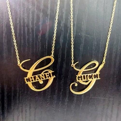 Big Letter Choker Custom Name Necklace Personalized Gold Letter Necklace Capital Name Necklace Women Men Jewelry Stainless Steel