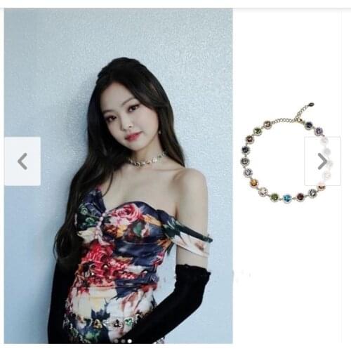 KPOP Jennie Same Crystal Necklace Fashion Charming Jewelry Luxury Shining Chain Choker Necklace Women Girls Godness