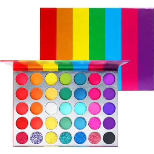 Eyeshadow Palette Colorful Rainbow Matte And Shimmer Pressed Glitter,Blendable Bright Makeup Palette For Women