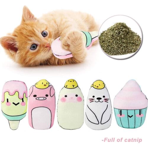 Plush Cat Catnip Toys for Kitten Cute Ice Cream Shaped Cat Pillow Funny Pet Products Cat Accessories Bite resistant Pet Chew Toy