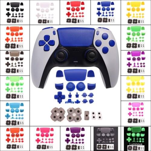 For PS5 Controller Translucent color buttons Full Set Solid Plastic Transparent Modding Buttons Kit Replacement Silicone Rubber