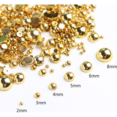 10000pcs Big pack 1.5mm-8mm ABS Plastic Half Round Gold Flatback Pearl DIY Craft Crystal Beads Pearls Stones and Crystals Jewelry Accessories Big pack