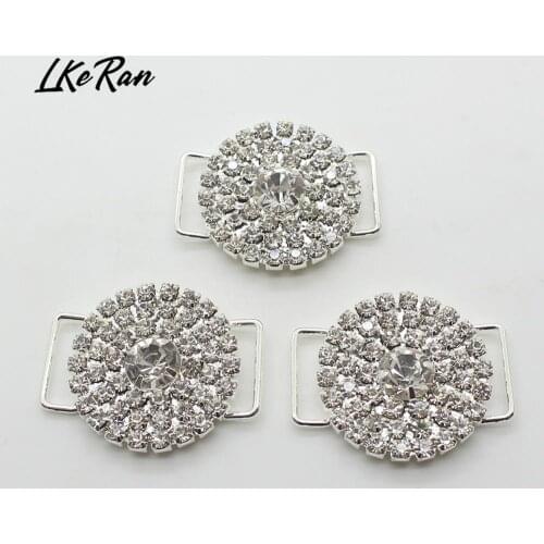 LKERAN 25mm*32mm 10Pcs Round Rhinestone Buttons Diamond Diy Clothing Sewing Button Hair Scrapbook Crafts Decoration