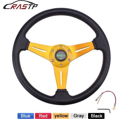 RASTP-Racing Sport Steering Wheel Universal 13 inches 340MM Aluminum+PU Racing Drift Steering Wheel Auto Accessorie RS-STW019-TP