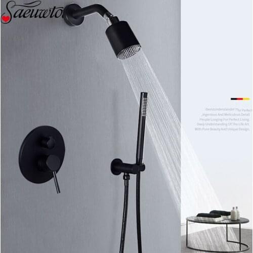 Wall-Mounted Concealed Shower Faucet Set Nickel/Black Nordic Style Shower Set High Pressure Faucet Head Bathroom Faucet Hand