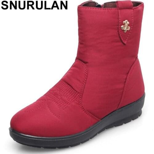 SNURULAN Women Boots Female Waterproof Ankle Boots Down Snow Boots Mathers Warm Shoes Classic Short Snow boots for Woman E009