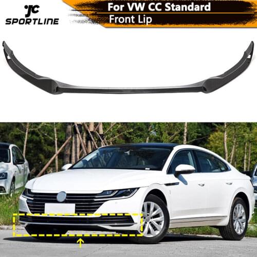 Car Front Bumper Lip Spoiler For Volkswagen VW CC Standard 2019 2020 Not R-Line Front Bumper Lip Guard Splitter Carbon Fiber