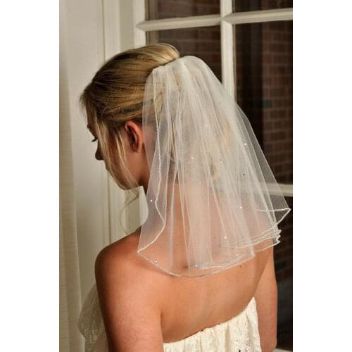 White Ivory Bride Wedding Accessories Bridal Veil with Pearls