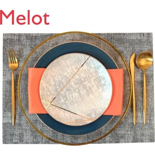 Model Room Decoration Light Luxury Tableware Set European American Modern Golden Edge Western Cuisine Plate Exhibition Hall