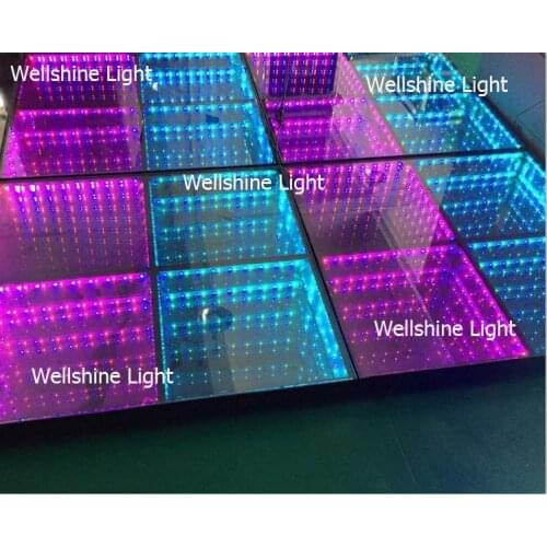 Dance floor DMX interactive tempered glass 3d infinity mirrored illuminated led interactive dance floor for sale