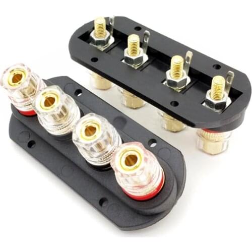 EClyxun 1pcs Speaker Amplifier Output 4 Position Terminal Block Speaker Gold-plated Audio 4P External Banana Socket Connector