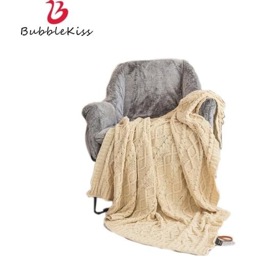 Bubble Kiss Knitted blanket Light Luxury Wool Sofa Blanket Nordic Solid Color Simple Keep Warm Decor Air Conditioner Blanket