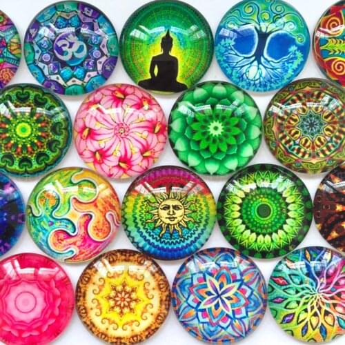 ZEROUP Round Glass Dome Cabochon 12mm 20mm Picture Mixed Pattern Pendant Accessories for DIY Flat Back Jewelry Finding