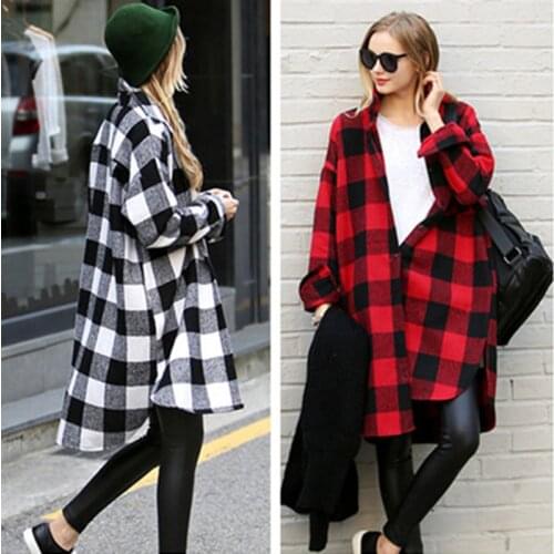 Long Sleeve Casual Loose Cotton Blouse Autumn New Arrival 2021 Long Tops Flannel Plaid Shirt Women Plus Size Button Up Shirts
