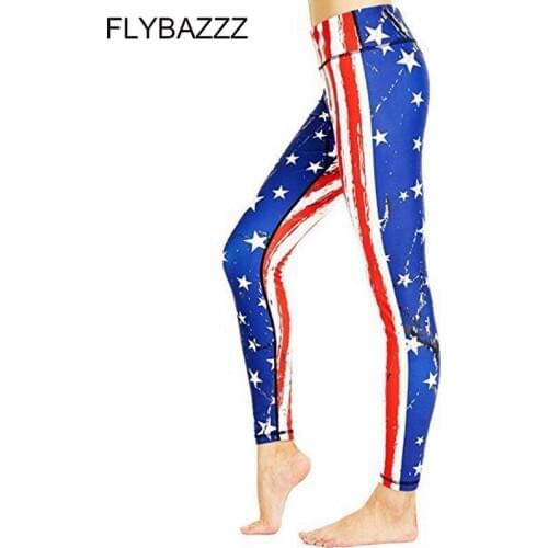 Women 3D Printing High Waist Energy Yoga Pants Leggings Sport Women Fitness Trousers Plus Size National Flag USA UK Streetwear