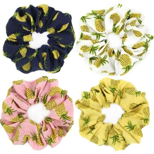 16 Styles Korean Women Hearwear Girls Hair Tie Fruit Lady Scrunchies Ponytail Hair Rope Pineapple Print Hair Accessories
