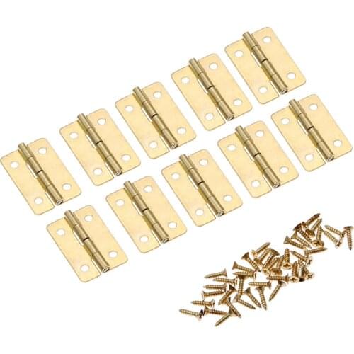 10Pcs Mini Cabinet Door Hinges Furniture Fittings Jewelry Boxes Small Decorative Cupboard Hinge for Furniture with Screw 30x21mm