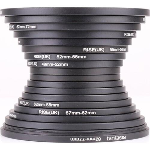 18pcs Camera Lens Filter Step Up Down Ring Adapter Set 37 - 82mm For Canon For Nikon camera DSLR SLR