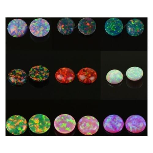 2mm-4mm round opal cabochon flat base jewelry gems loose opal beads more than 30colors fire synthetic opal stones