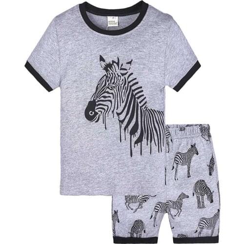 Summer casual Childrens Clothing set Baby kids Boys Sleepwear Pajama Set Animal horse Printed Cotton t-shirt+pants 2pcs