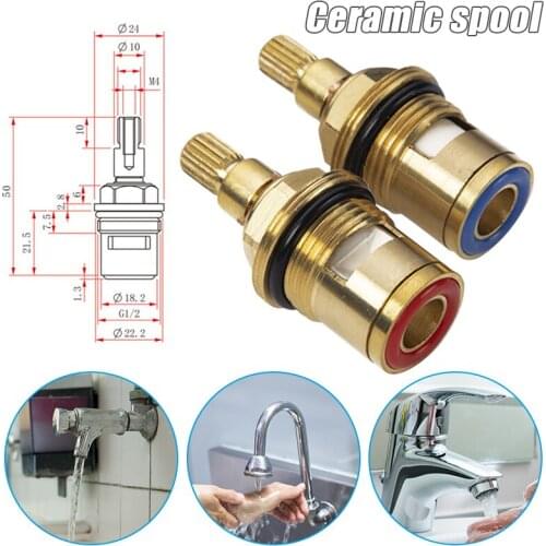 2 Pcs Replacement Tap Valves Ceramic Disc Gland Brass 20 Teeth 1/2 Inch Accessories M56