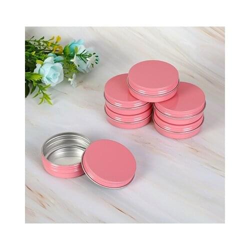 50Pcs 5g 10g 15g 20g 30g 50g 60g Empty Pink Aluminum Tins Cans Screw Top Round Candle Spice Tins Cans with Screw Lid Containers