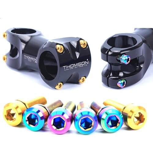 6pc M5*18/20mm Bicycle Stem Screws Titanium Light-Weight MTB Road Bike Handlebar Stem Fixed Screw Gold Bolt Colorful with Spacer