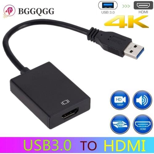 BGGQGG USB 3.0 To HDMI-compatible Audio Video Adapter Converter Cable 1080P 60HZ HD High Speed 5 Gbps For Windows 7/8/10 PC
